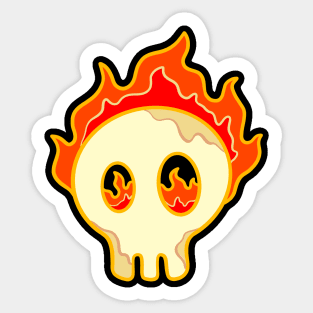 Fiery Skull Head Sticker